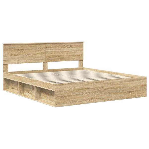vidaXL Bedframe met hoofdeinde Sonoma 180 x 200 cm Massief grenenhout