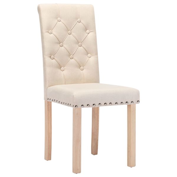 vidaXL Eetkamerstoelen 2 st stof cr&egrave;mekleurig