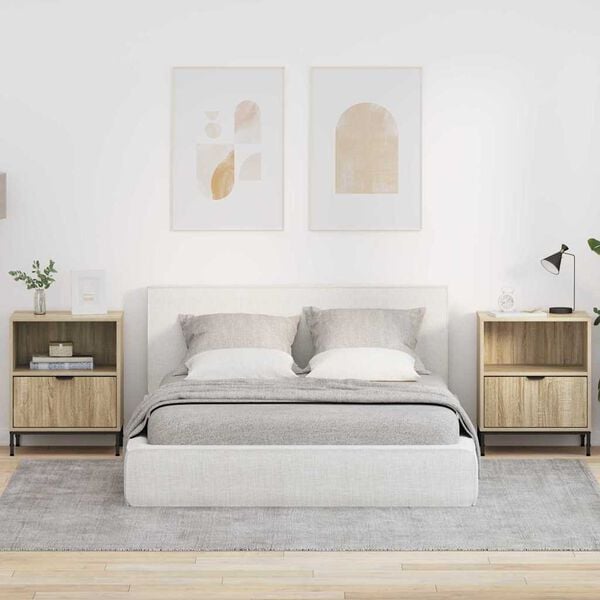 vidaXL Nachtkastje 2 pcs Sonoma eiken 49 x 36 x 61 cm Bewerkt hout