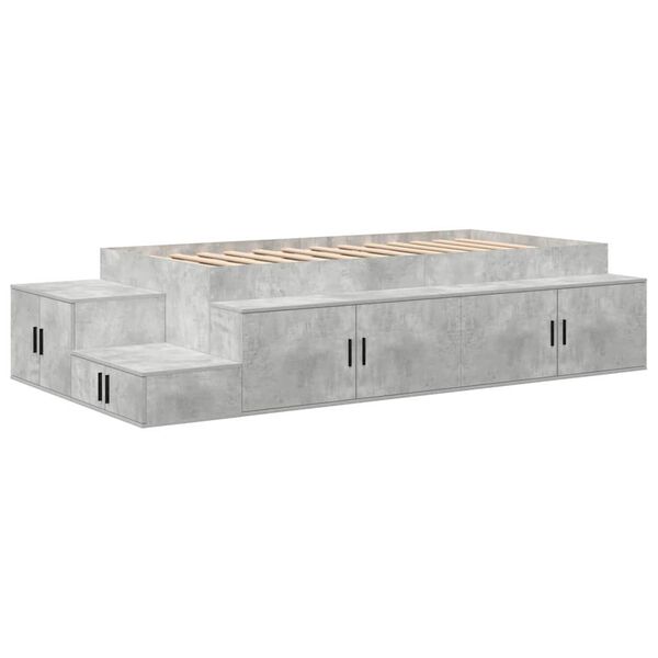 vidaXL Opbergbedframe met opslag Beton Grijs 90 cm Bewerkt hout