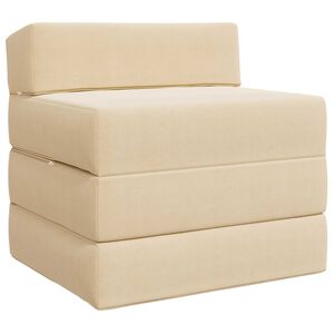 vidaXL Vouwbare Bankbed Cr&egrave;mekleurig 200 x 70 x 15 cm Katoen Stof
