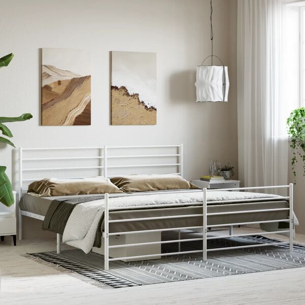 vidaXL Bedframe met hoofd- en voeteneinde metaal wit 180x200 cm