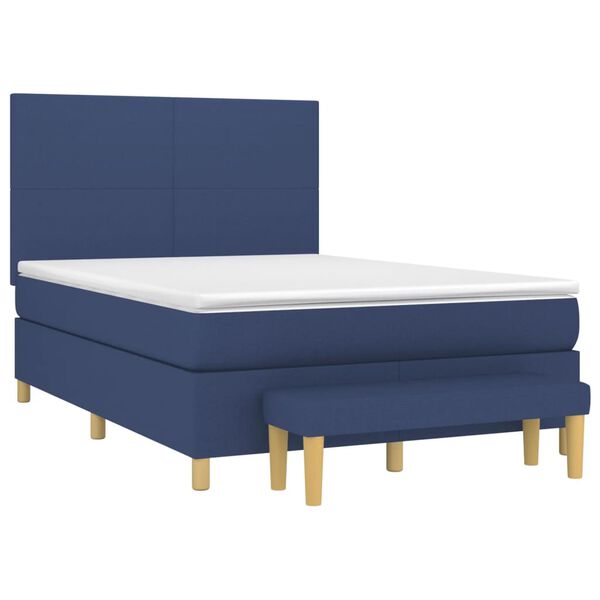 vidaXL Boxspring met matras stof blauw 140x200 cm