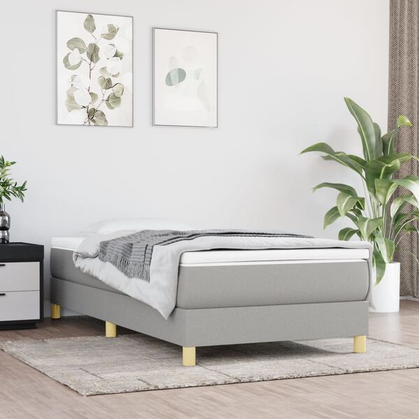 vidaXL Boxspring bed 90x200 cm stof lichtgrijs
