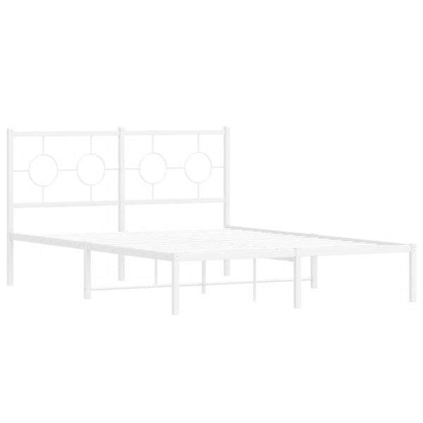 vidaXL Bedframe met hoofdbord metaal wit 140x190 cm