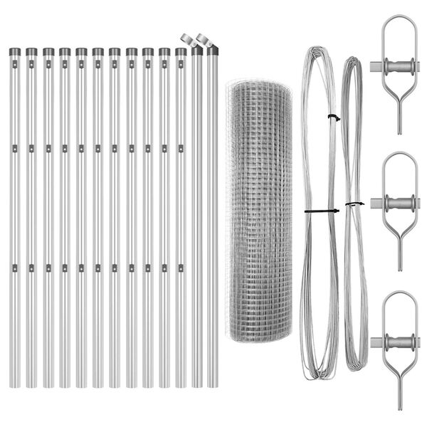 vidaXL Afrasteringspaal Zilver 25 x 0,8 m (25 x 25 mm gaas) Staal