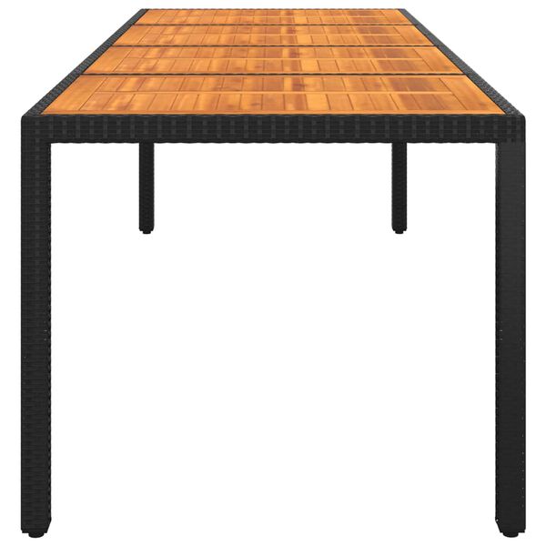 vidaXL Tuintafel 250x100x75 cm acaciahout en poly rattan zwart