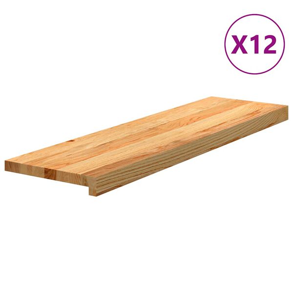 vidaXL Traptreden 12 st 90x30x2 cm massief eikenhout lichtbruin