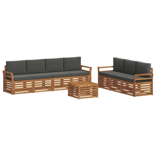 vidaXL Sofa-Sets 8 pcs Natuurlijk en Antraciet Massief Acaciahout