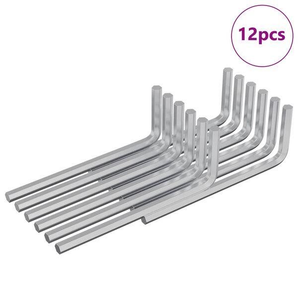 vidaXL Zeskantsleutel 12 pcs Zilver 32 x 86 mm Staal
