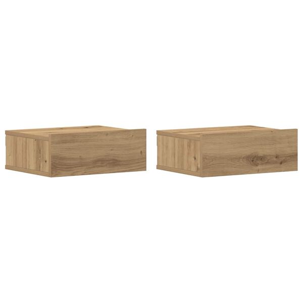 vidaXL Nachtkastjes 2 st zwevend 40x32x15 cm hout artisanaal eiken