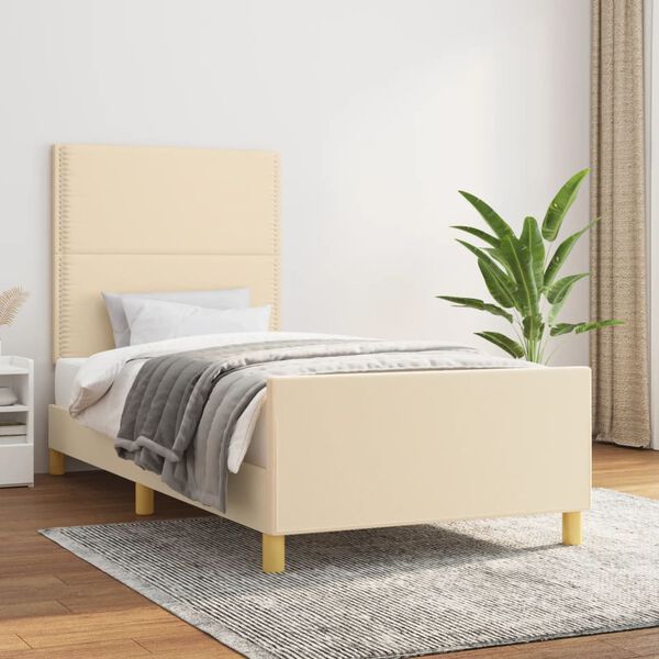 vidaXL Bedframe zonder matras 90x190 cm stof cr&egrave;mekleurig