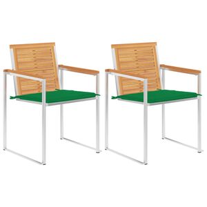 vidaXL Tuinstoelen 2 st met kussens massief teakhout en staal