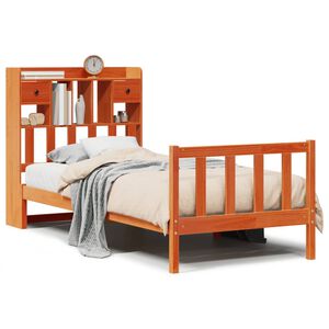 vidaXL Bed met boekenkast zonder matras grenenhout wasbruin 100x200 cm