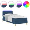vidaXL LED Box Spring Bed met matras Blauw 80 x 200 cm Stof