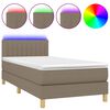 vidaXL Boxspring met matras en LED stof taupe 80x200 cm