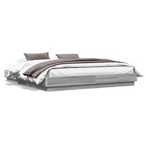 vidaXL Bedframe bewerkt hout grijs sonoma eikenkleurig 200x200 cm