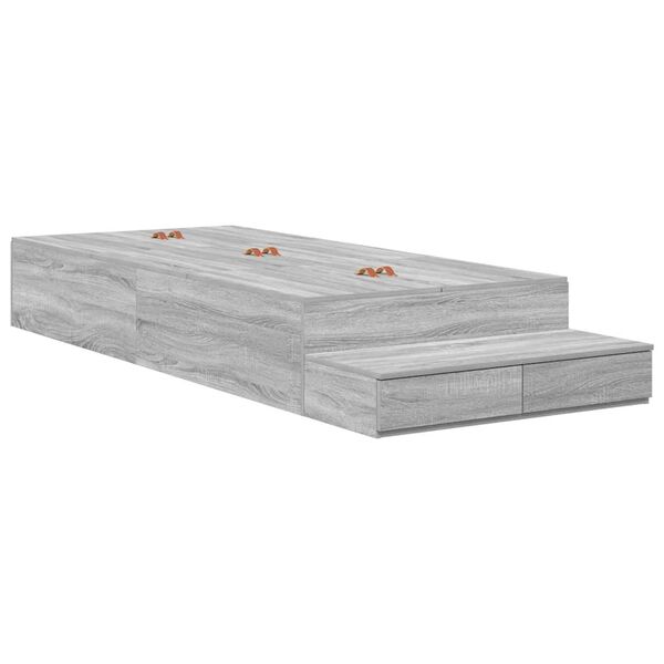 vidaXL Opbergbedframe met lade Grijs Sonoma 100 cm Bewerkt hout