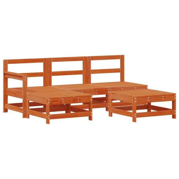 vidaXL Tuin loungeset 5 pcs Wasbruin Massief grenenhout