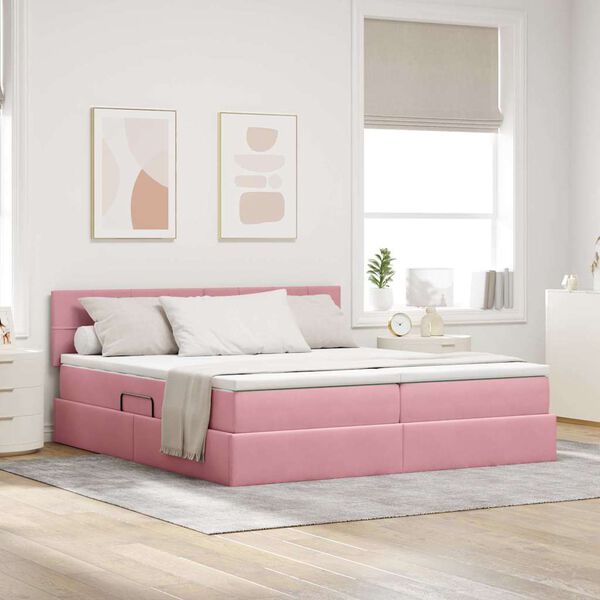vidaXL Opslag bed met matras met hoofdeinde Roze 90 x 200 cm