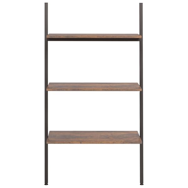 vidaXL Ladderrek met 3 schappen 64x34x116 cm donkerbruin en zwart