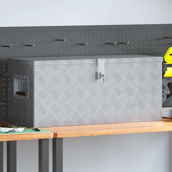 vidaXL Aluminium kist 80x30x35 cm zilverkleurig