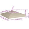 vidaXL Vervangend tentdoek prieel 310 g/m&sup2; 3x3 m beige