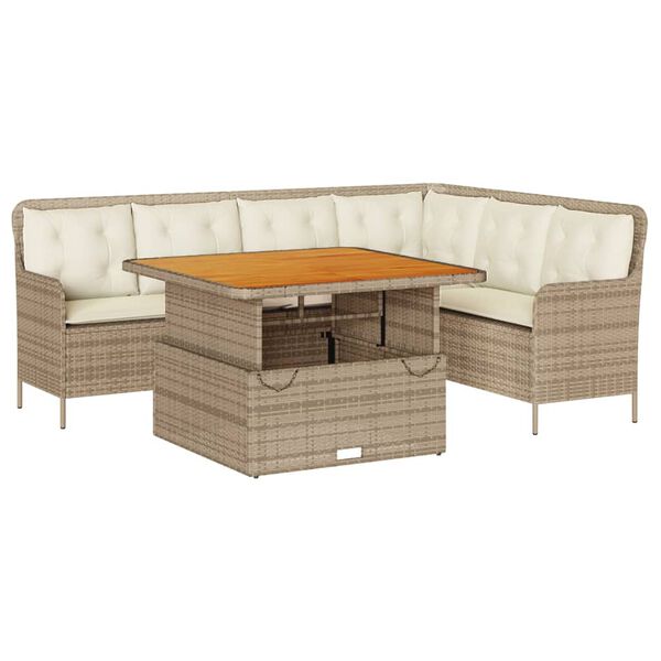 vidaXL 2-delige Loungeset met kussens poly rattan beige