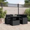 vidaXL 5-delige Loungeset met kussens poly rattan zwart