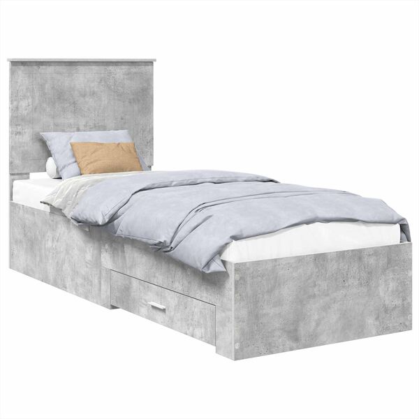 vidaXL Bedframe Beton Grijs en Zilver 70 x 190 cm Bewerkt hout