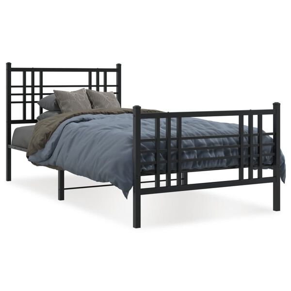 vidaXL Bedframe met hoofd- en voeteneinde metaal zwart 90x190 cm