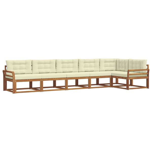 vidaXL Buiten bankenset met kussen 6 pcs Natuurlijk en Cr&egrave;me