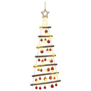vidaXL Hangende kerstboom met ballen 90 cm 30 LED's Warmwit