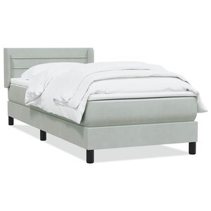 vidaXL Boxspring met matras fluweel lichtgrijs 80x210 cm