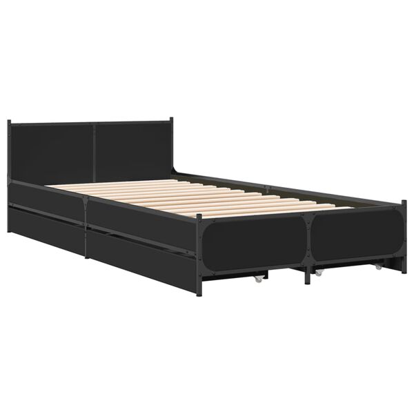vidaXL Bedframe met lades bewerkt hout zwart 75x190 cm