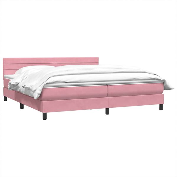 vidaXL Boxspring met matras fluweel roze 180x210 cm