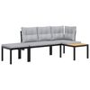 vidaXL 3-delige Loungeset met kussens gepoedercoat staal zwart