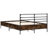vidaXL Bedframe bewerkt hout metaal gerookt eikenkleurig 140x190 cm