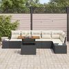 vidaXL Tuin Eetset met kussen 7 pcs Zwart en Cr&egrave;me