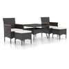 vidaXL 5-delige Tuinset poly rattan en gehard glas zwart