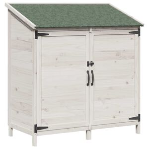 vidaXL Tuinschuur met dak Wit 106,5 x 56 x 113,5 cm Massief Vurenhout