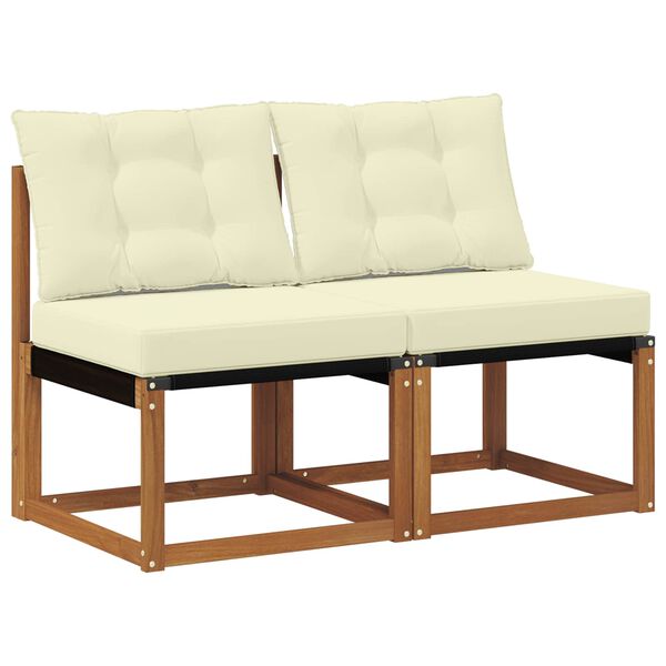 vidaXL 2 Stuk Buitenzitmiddelsofa Massief acaciahout en Textilene Stof