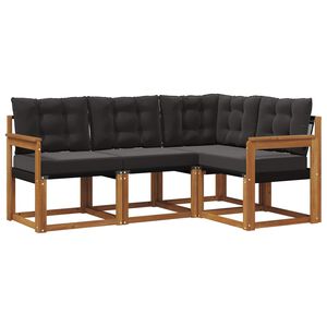 vidaXL Buiten bankenset met kussen 4 pcs Natuurlijk en Zwart