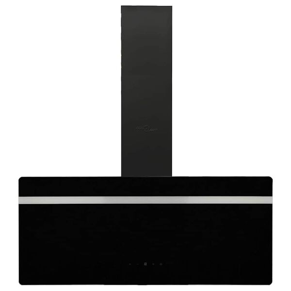 vidaXL Wandafzuigkap 90 cm staal en gehard glas zwart