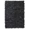 vidaXL Tapijt shaggy hoogpolig 160x230 cm echt leer grijs