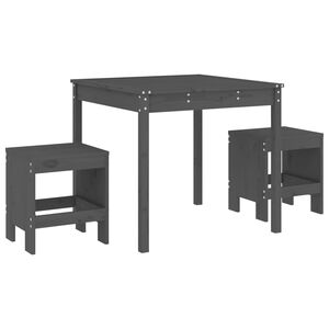 vidaXL 3-delige Bistroset massief grenenhout grijs