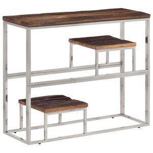 vidaXL Wandtafel roestvrij staal en massief bielshout zilverkleurig