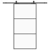 vidaXL Schuifdeur met beslagset 102x205 cm ESG glas zwart