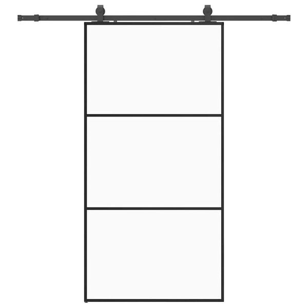 vidaXL Schuifdeur met beslagset 102x205 cm ESG glas zwart