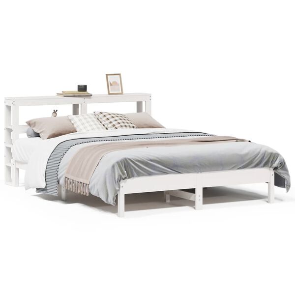 vidaXL Bedframe zonder matras massief grenenhout wit 140x190 cm